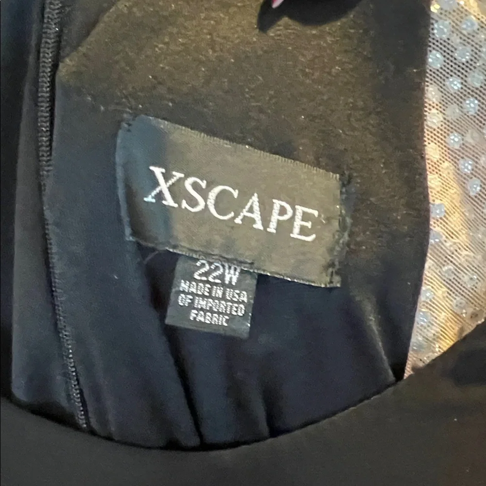 Elegant Black Dress with Silver Accents by Xscape. - Picture 4 of 6